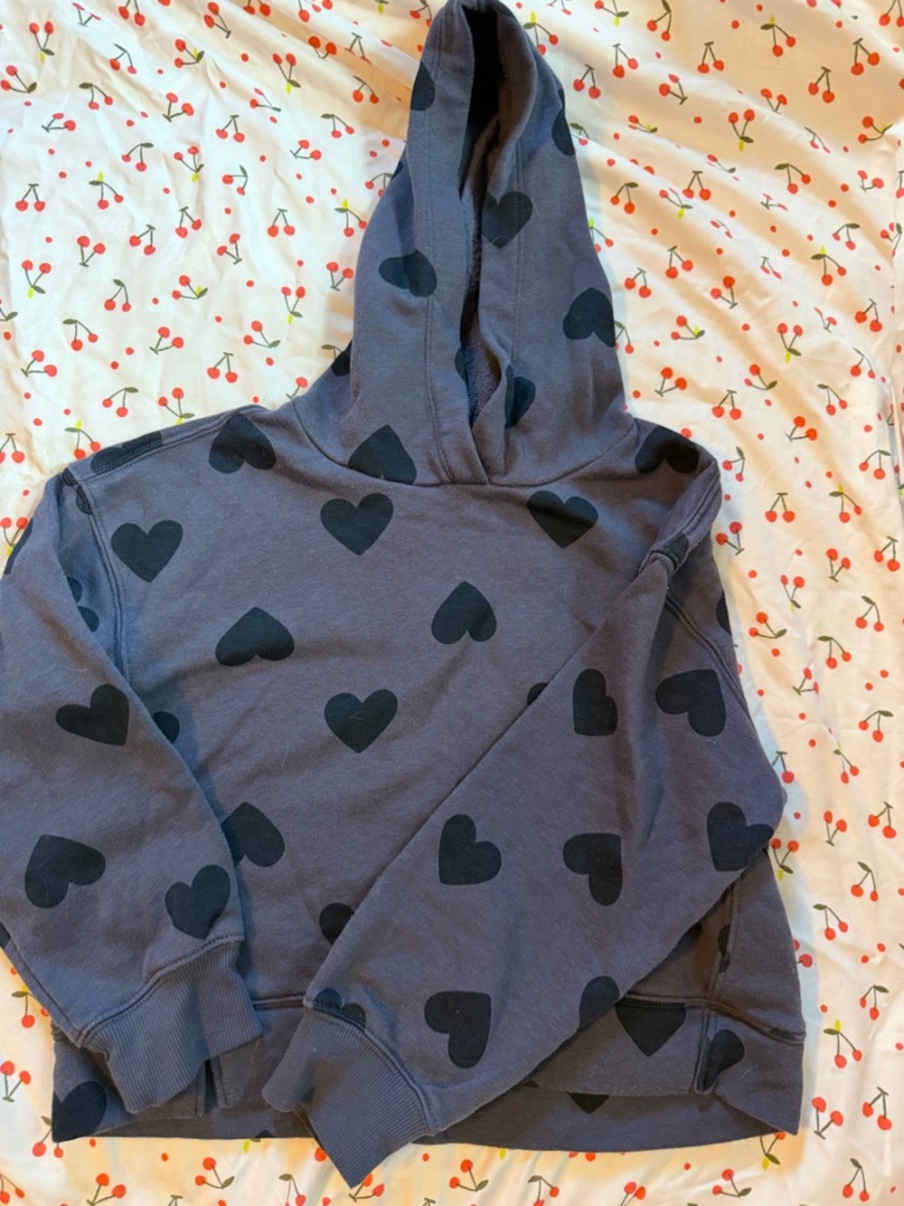 Old Navy Dark Gray Hoodie with Black Heart Motif